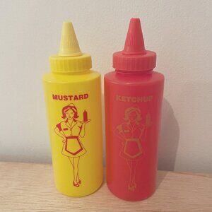 Retro Plastic Mustard And Ketchup Dispenser Bottles | Pin up girl dinner drive